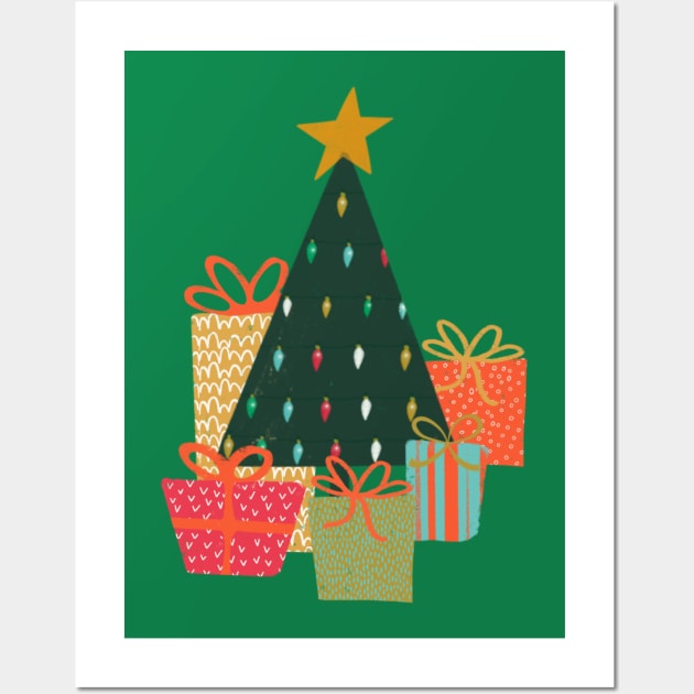 Christmas tree with gifts Wall Art by bruxamagica